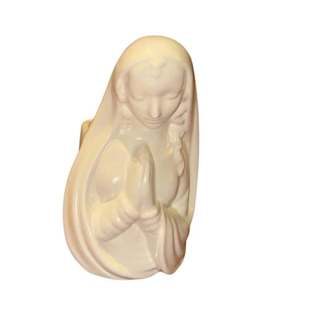 VTG Virgin Mary Praying Figurine Planter Ceramic Catholic Devotional Candle Hold